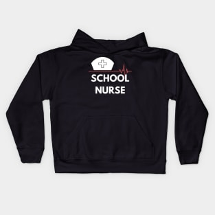 School Nurse white text design. Would make a great gift for School Nurses Kids Hoodie